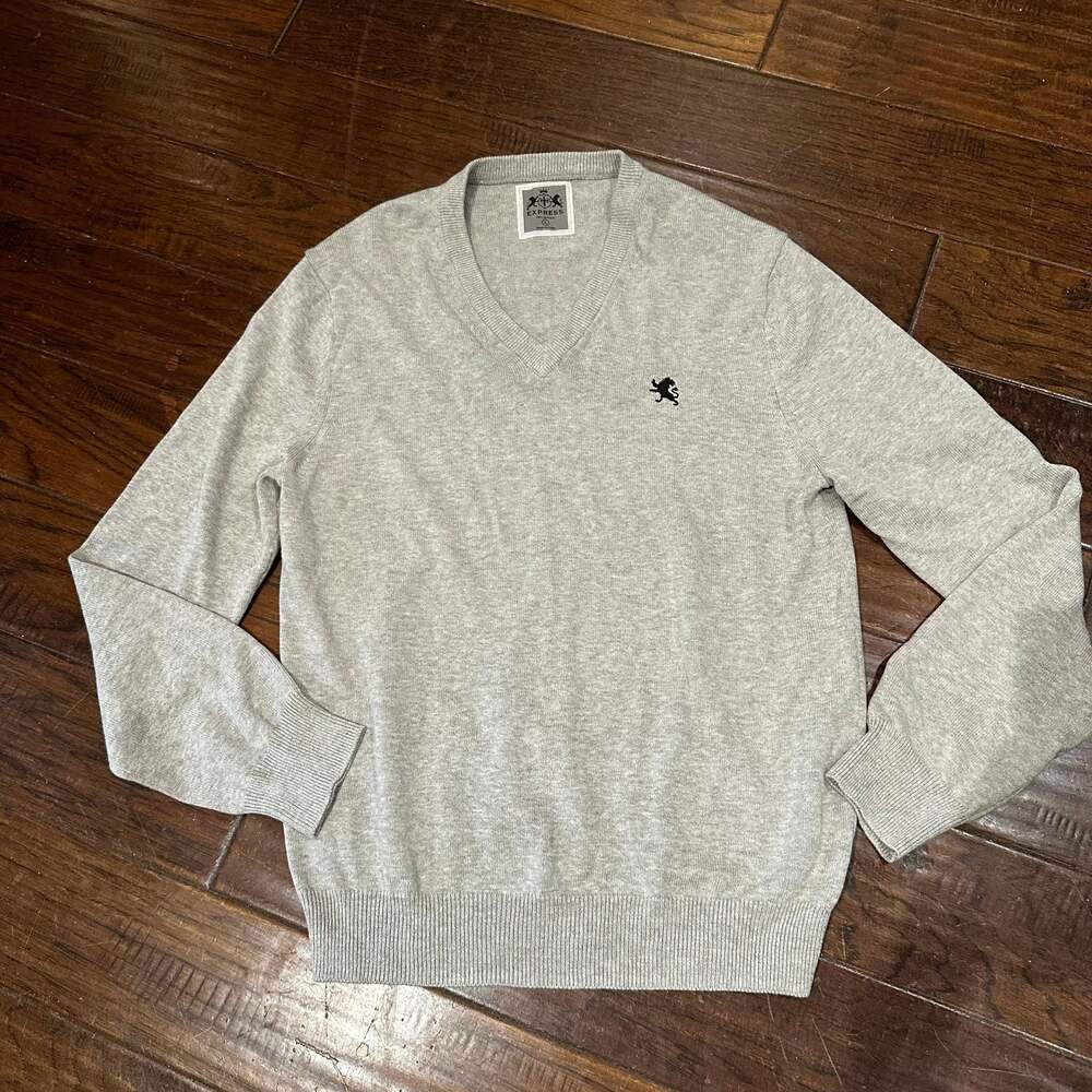 Express V Neck 100% Cotton Knit Mens Large Long Sleeve Gray ..., $11*‎